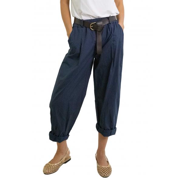 Pantalone morbido in cotone leggero con cinta "Olivia"